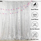 Silver Backdrops 2 Pieces Sequin Curtains 4FTx7FT Photoshoot Background Shimmer Backdrop Curtain Panels Sparkle, alternate