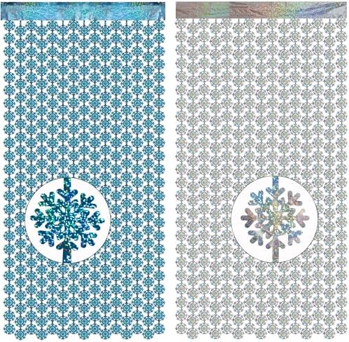 Silver Blue Snowflake Fringe Curtain -3.2ft x 6.5ft - 2 Pack