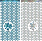 Silver Blue Snowflake Fringe Curtain -3.2ft x 6.5ft - 2 Pack
