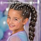 Silver Body Glitter Stick, Face Hair Glitter Makeup, Sparkling Mermaid Sequins Chunky Glitter Face Paint, Singer, alternate