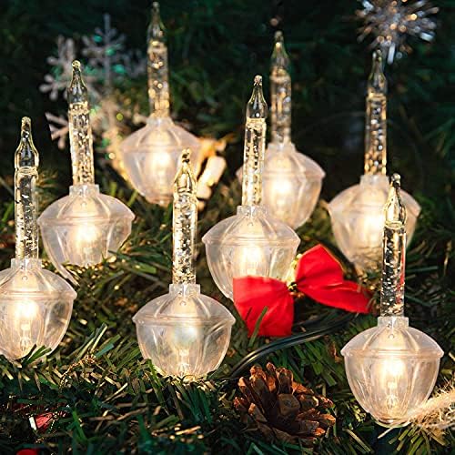 Silver Bubble Lights Set,11Ft Vintage Christmas Bubble String Lights, 8 Clear Bulbs with Silver Glitter (1