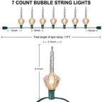 Silver Bubble Lights Set,11Ft Vintage Christmas Bubble String Lights, 8 Clear Bulbs with Silver Glitter (1, alternate view 2