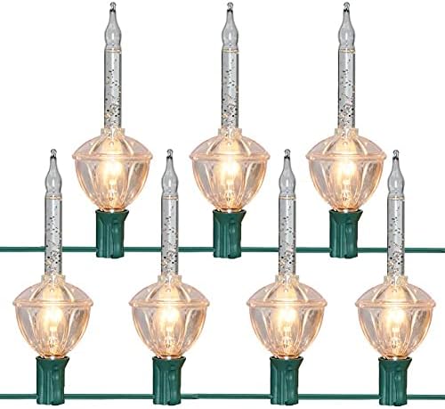 Silver Bubble Lights Set,11Ft Vintage Christmas Bubble String Lights, 8 Clear Bulbs with Silver Glitter (1, alternate view 4