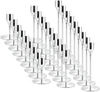 Silver Candlestick Holders, Metal Taper Candle Holders, Bulk Set of 27 in Silver