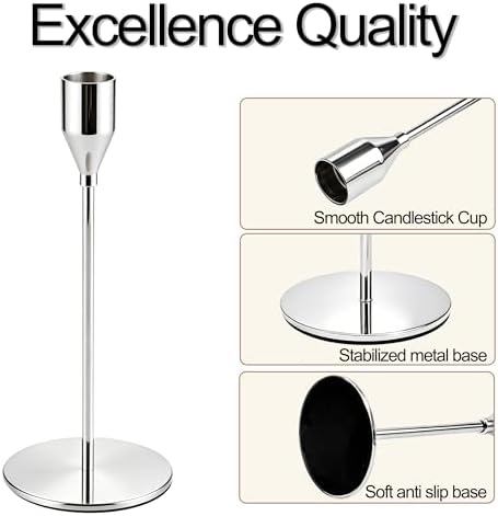 Silver Candlestick Holders, Metal Taper Candle Holders, Bulk Set of 27 in Silver, alternate view 4