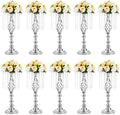 Silver Centerpiece for Wedding Table, 19.3" Tall, 10 Pcs in Silver
