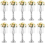 Silver Centerpiece for Wedding Table, 19.3" Tall, 10 Pcs in Silver