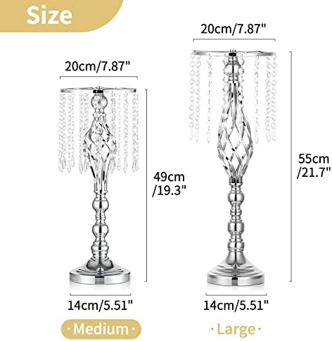 Silver Centerpiece for Wedding Table, 19.3" Tall, 10 Pcs in Silver, alternate view 3
