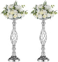 Silver Centerpiece Stand for Table, Twist Style, 20.5" Tall, 2 Pcs in Silver