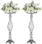 Silver Centerpiece Stand for Table, Twist Style, 20.5" Tall, 2 Pcs in Silver