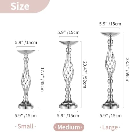 Silver Centerpiece Stand for Table, Twist Style, 20.5" Tall, 2 Pcs in Silver, alternate view 3