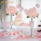 Silver Centerpiece Stand for Table, Twist Style, 20.5" Tall, 2 Pcs in Silver, alternate view 4