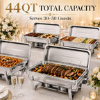 Silver Chafing Dishes, 44QT 4 Pack with 7 Multi-Size Pans, alternate view 4
