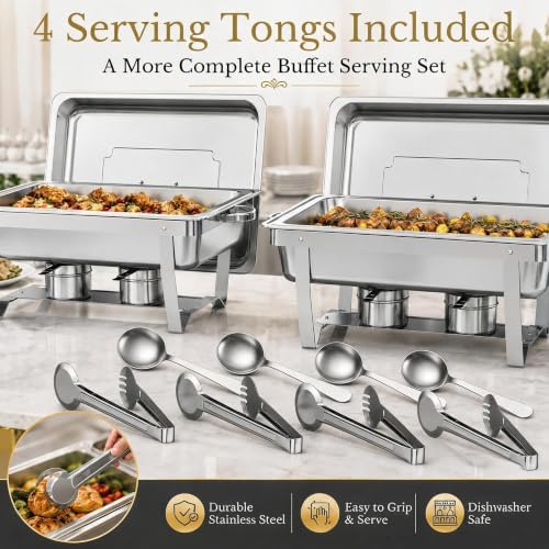 Silver Chafing Dishes, 44QT 4 Pack with 7 Multi-Size Pans, alternate view 5