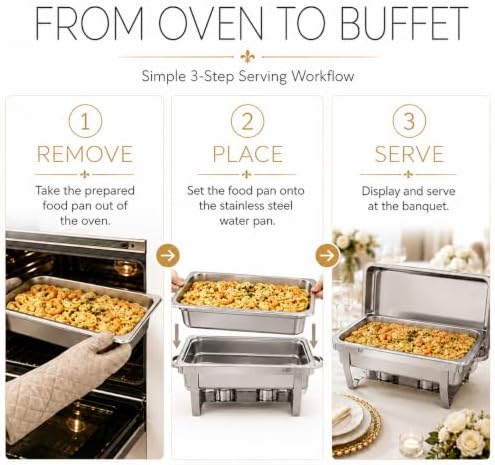 Silver Chafing Dishes, 44QT 4 Pack with 7 Multi-Size Pans, alternate view 6