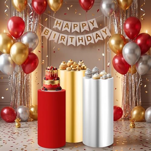 Silver Cylinder Pedestal Stand Cover 1 Pcs, alternate view 6