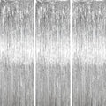 Silver Foil Fringe Backdrop Curtains, 3.3x6.6ft, 3pcs in 3.3x6.6ft