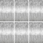 Silver Foil Fringe Backdrop Curtains, 3.3x6.6ft, 6pcs in 3.3x6.6ft
