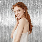 Silver Foil Fringe Backdrop Curtains, 3.3x6.6ft, 6pcs in 3.3x6.6ft, alternate view 6