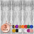 Silver Foil Fringe Backdrop Curtains, 3.3x8.2ft, 3 Pack in 3.3x8.2ft