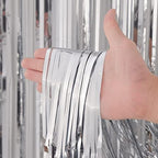 Silver Foil Fringe Backdrop Curtains, 3.3x8.2ft, 3 Pack in 3.3x8.2ft, alternate view 2
