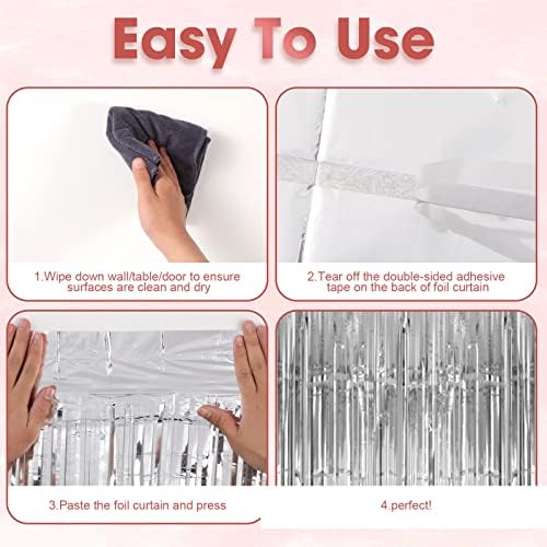 Silver Foil Fringe Backdrop Curtains, 3.3x8.2ft, 3 Pack in 3.3x8.2ft, alternate view 4