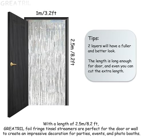 Silver Foil Fringe Tinsel Backdrop - 3.2ft x 8.2ft Pack of 2, alternate view 3