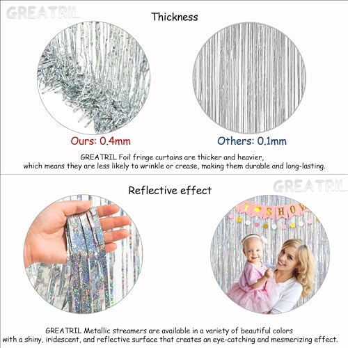 Silver Foil Fringe Tinsel Backdrop - 3.2ft x 8.2ft Pack of 2, alternate view 4