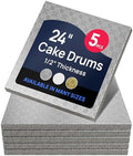 Silver Foil Square Cake Board - Gorgeous Design, Sturdy & Durable 1/2" Thick Drums, 24" x 24" Inch, Pack of 5
