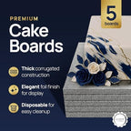 Silver Foil Square Cake Board - Gorgeous Design, Sturdy & Durable 1/2" Thick Drums, 24" x 24" Inch, Pack of 5, alternate view