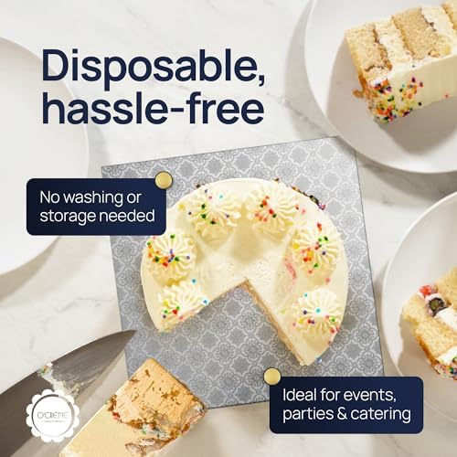 Silver Foil Square Cake Board - Gorgeous Design, Sturdy & Durable 1/2" Thick Drums, 24" x 24" Inch, Pack of 5, alternate view