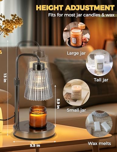 Silver Gray Candle Warmer Lamp with 24h Cycle Timer, Dimmable Wax Warmer, alternate view 2