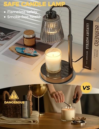 Silver Gray Candle Warmer Lamp with 24h Cycle Timer, Dimmable Wax Warmer, alternate view 3