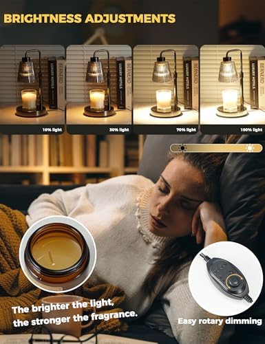 Silver Gray Candle Warmer Lamp with 24h Cycle Timer, Dimmable Wax Warmer, alternate view 4