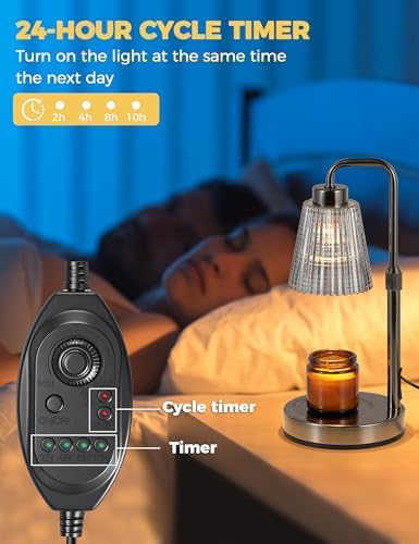 Silver Gray Candle Warmer Lamp with 24h Cycle Timer, Dimmable Wax Warmer, alternate view 5