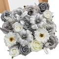 Silver Grey Artificial Flowers Silk Fake Flowers for DIY Wedding