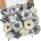 Silver Grey Artificial Flowers Silk Fake Flowers for DIY Wedding
