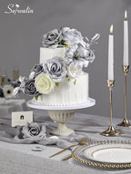 Silver Grey Artificial Flowers Silk Fake Flowers for DIY Wedding, alternate view 3