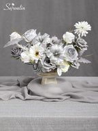 Silver Grey Artificial Flowers Silk Fake Flowers for DIY Wedding, alternate view 4