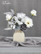 Silver Grey Artificial Flowers Silk Fake Flowers for DIY Wedding, alternate view 6