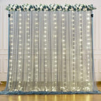 Silver Grey Tulle Backdrop Curtain with Lights String for Parites 10x10ft Sheer Backdrop Curtains for Birthday