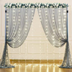 Silver Grey Tulle Backdrop Curtain with Lights String for Parites 10x10ft Sheer Backdrop Curtains for Birthday, alternate