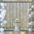 Silver Grey Tulle Backdrop Curtain with Lights String for Parites 10x10ft Sheer Backdrop Curtains for Birthday, alternate