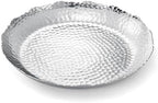 Silver Hammered Decorative Bowl Elegant Aluminum Centerpiece with Textured Finish Large Round 13 Inch Metallic