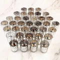 Silver Mercury Glass Tea Light Holders Set of 36 - Elegant Votive Candle Holders for Weddings, Showers and Home