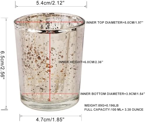 Silver Mercury Glass Tea Light Holders Set of 36 - Elegant Votive Candle Holders for Weddings, Showers and Home, alternate