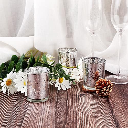 Silver Mercury Glass Tea Light Holders Set of 36 - Elegant Votive Candle Holders for Weddings, Showers and Home, alternate