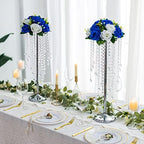 Silver Metal Flower Centerpiece Stand with Crystal Beads,10Pcs in Silver, alternate view 2