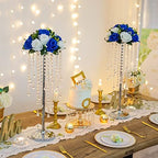 Silver Metal Flower Centerpiece Stand with Crystal Beads,10Pcs in Silver, alternate view 4