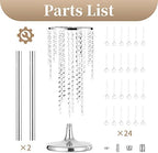 Silver Metal Flower Centerpiece Stand with Crystal Beads,10Pcs in Silver, alternate view 6
